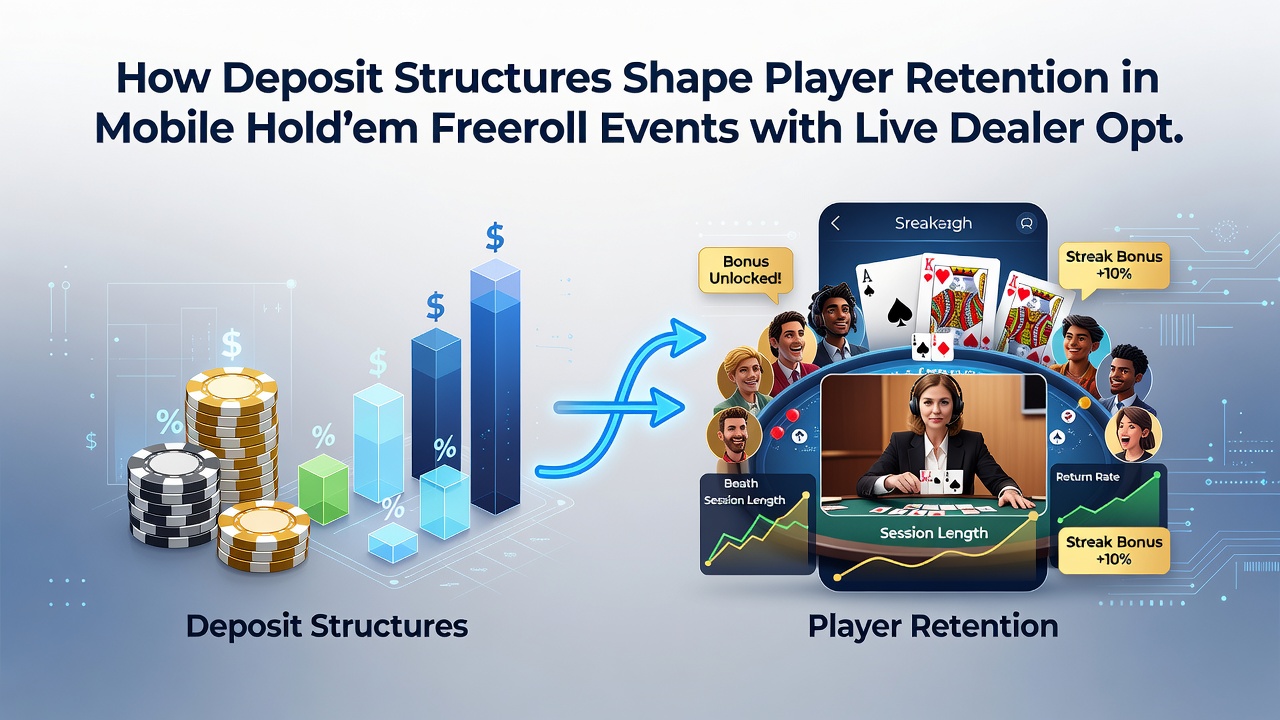 Live dealer interface displayed on a mobile device during a Hold'em freeroll tournament